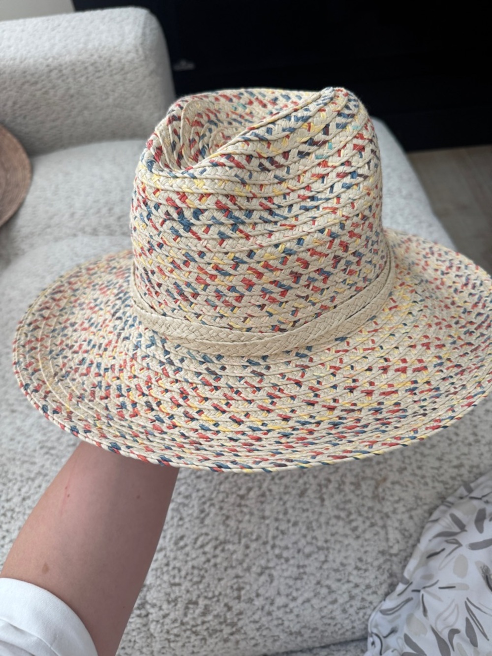 San Diego Hat Company Multicolor Braided Straw Hat with Red Blue Yellow Accents